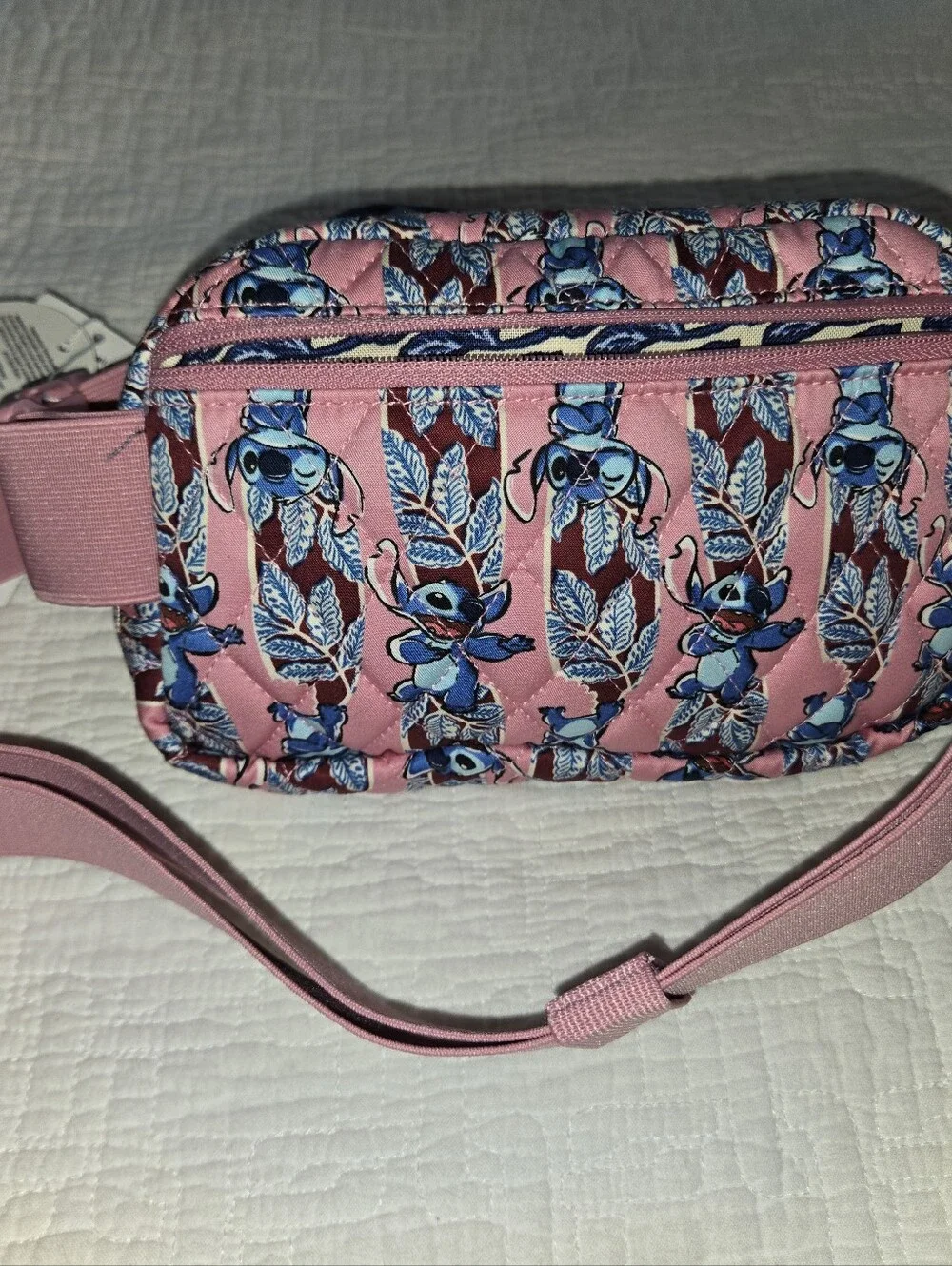 Vera Bradley Disney Pink Quilted Small Belt Bag Featuring Stitch